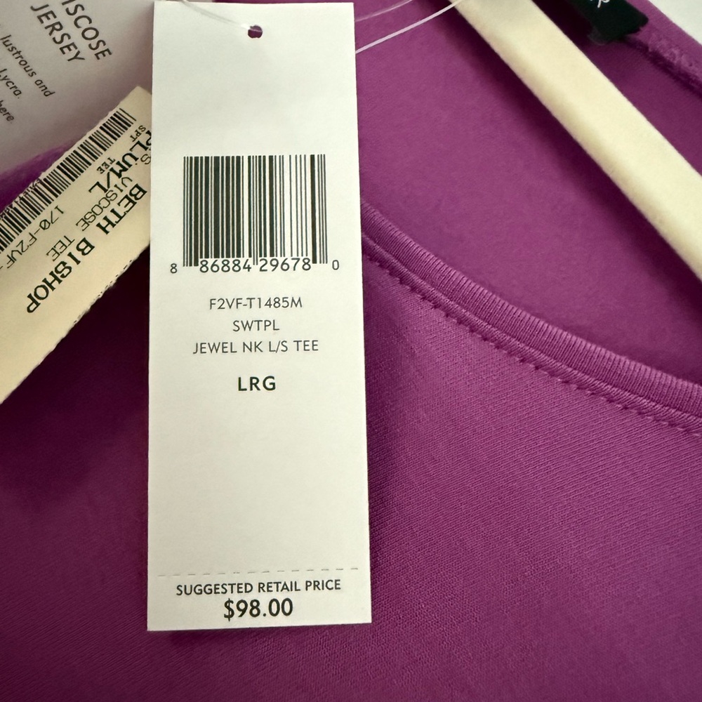 Eileen Fisher Rich Purple Long Sleeve Tee - Picture 5 of 5